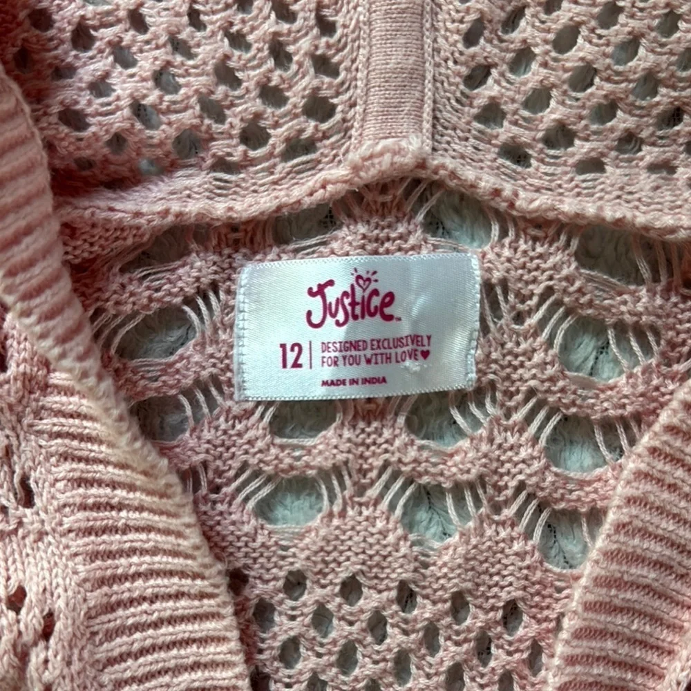 Justice Pink Knit Cardigan with Hood